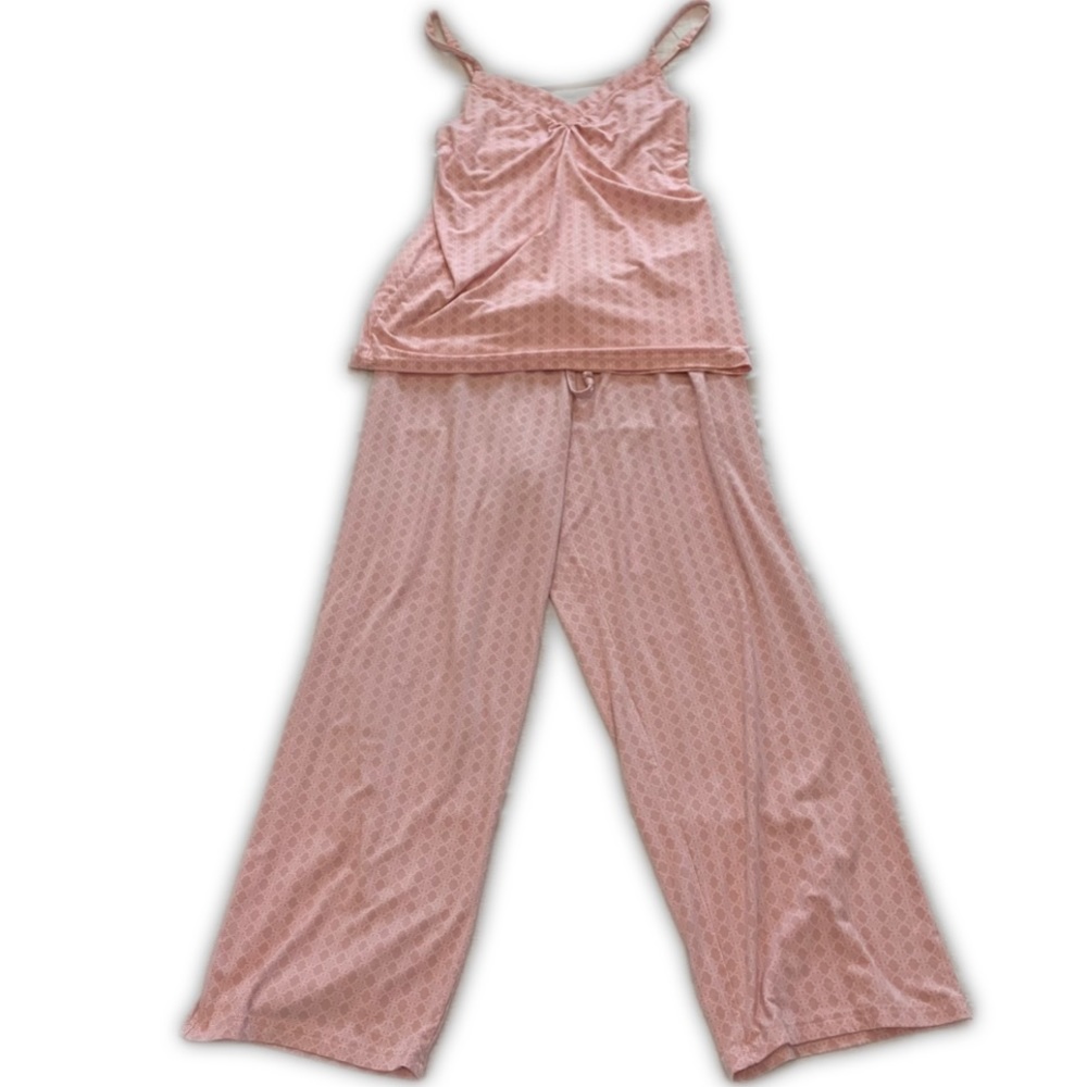 Pajamagram “Naturally Nude” silky pink pajama set with camisole and sleep pants